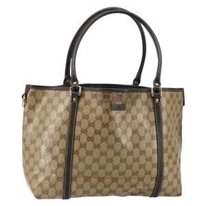 GUCCI GG Crystal Tote Bag Coated Canvas Outlet Beige Gold
